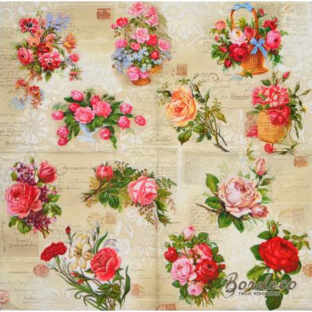 Serwetka do decoupage MAKI kwiaty vintage 33x33cm